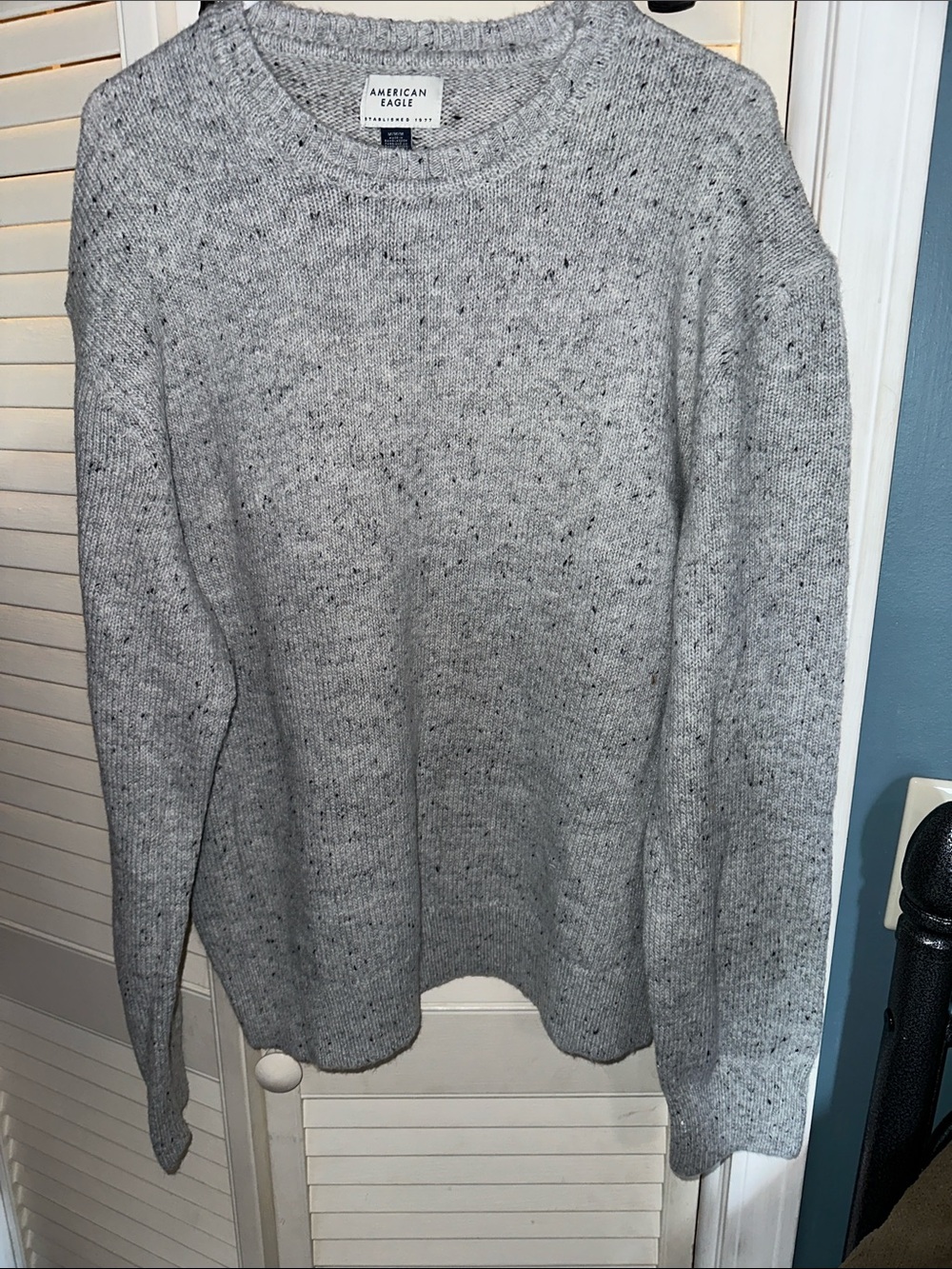 American Eagle Outfitters Light Heather Gray Speckled Crewneck Sweater